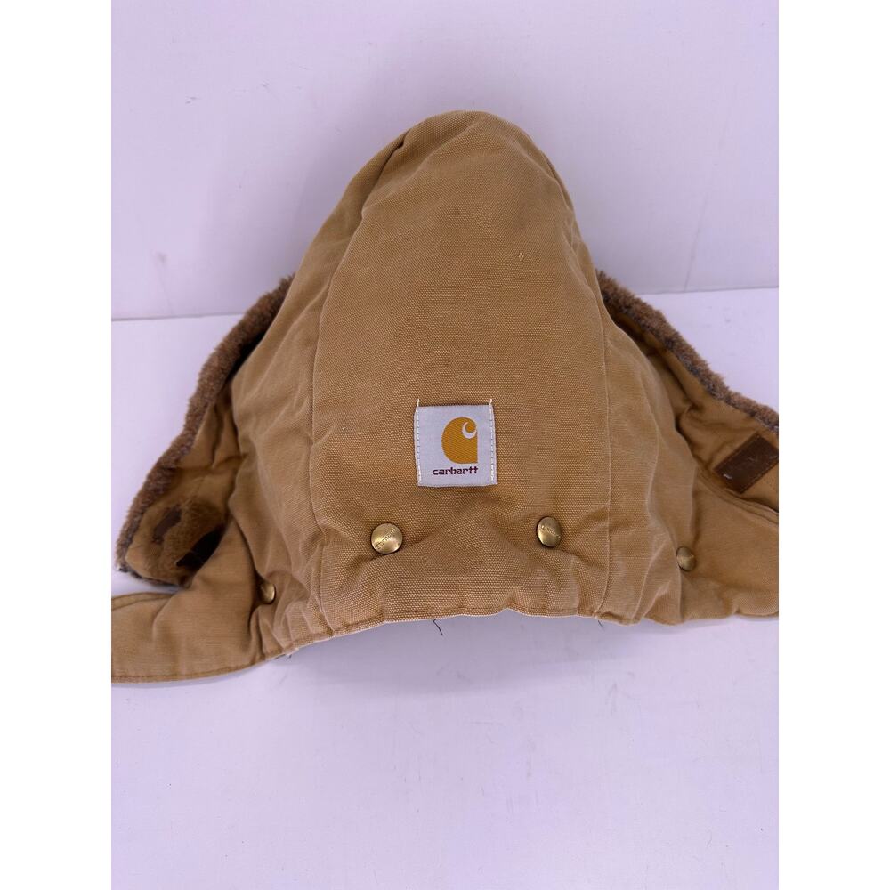 Vintage Carhartt Hood Brown Quilt Lined Faux Fur Snap